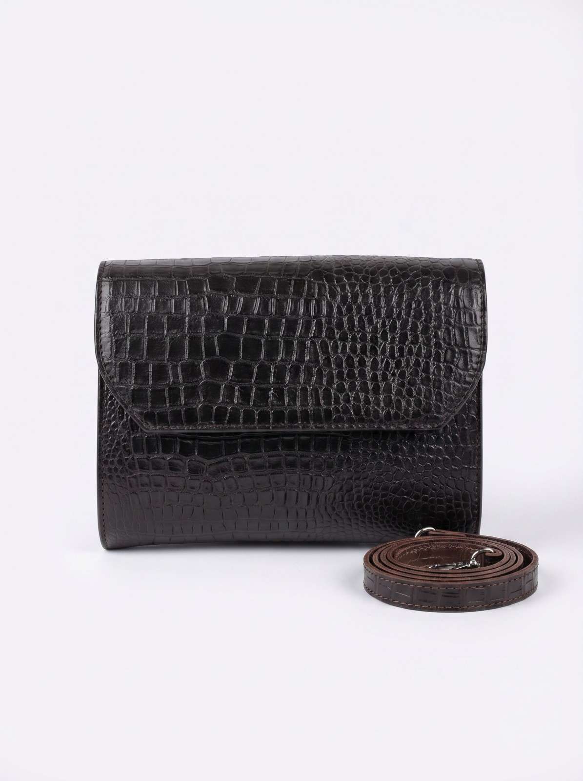 Luxe Croc-Embossed Leather Sling Bag