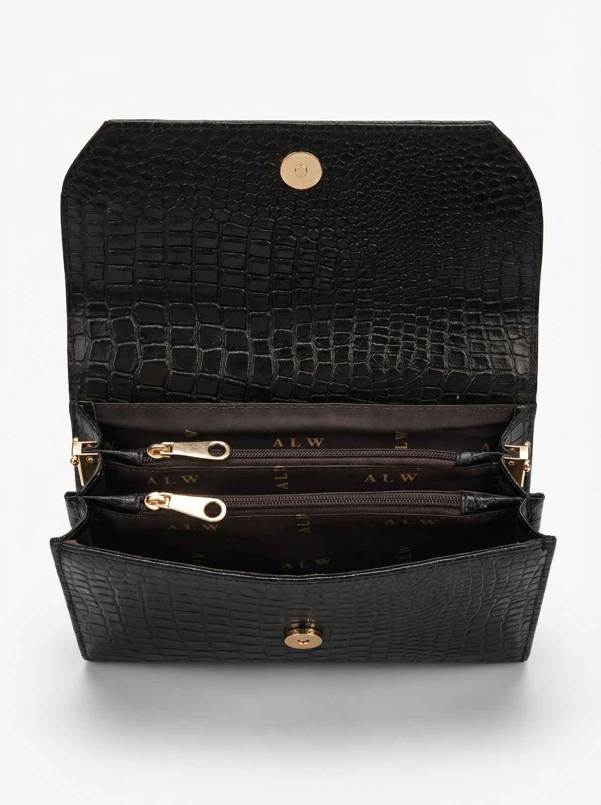 Luxe Croc-Embossed Leather Sling Bag