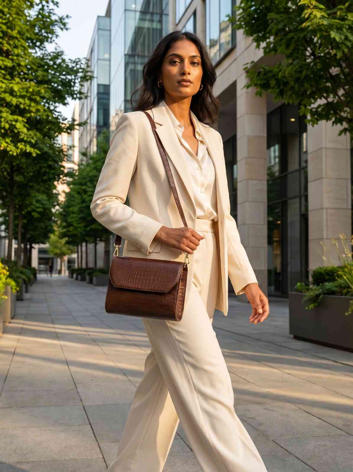 Luxe Croc-Embossed Leather Sling Bag