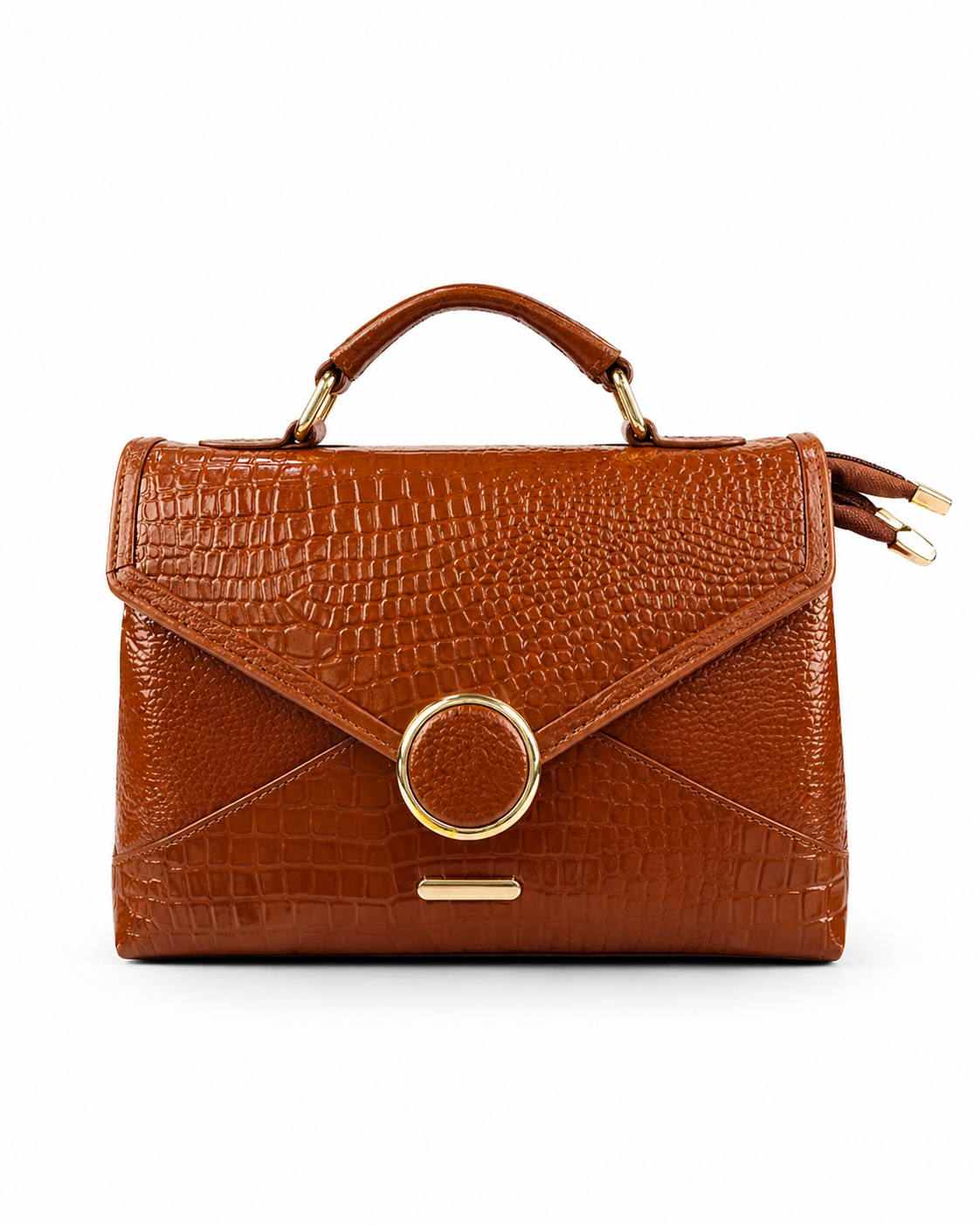 Croc Texture Leather Top Handle Bag – Elegant Sling Handbag for Women