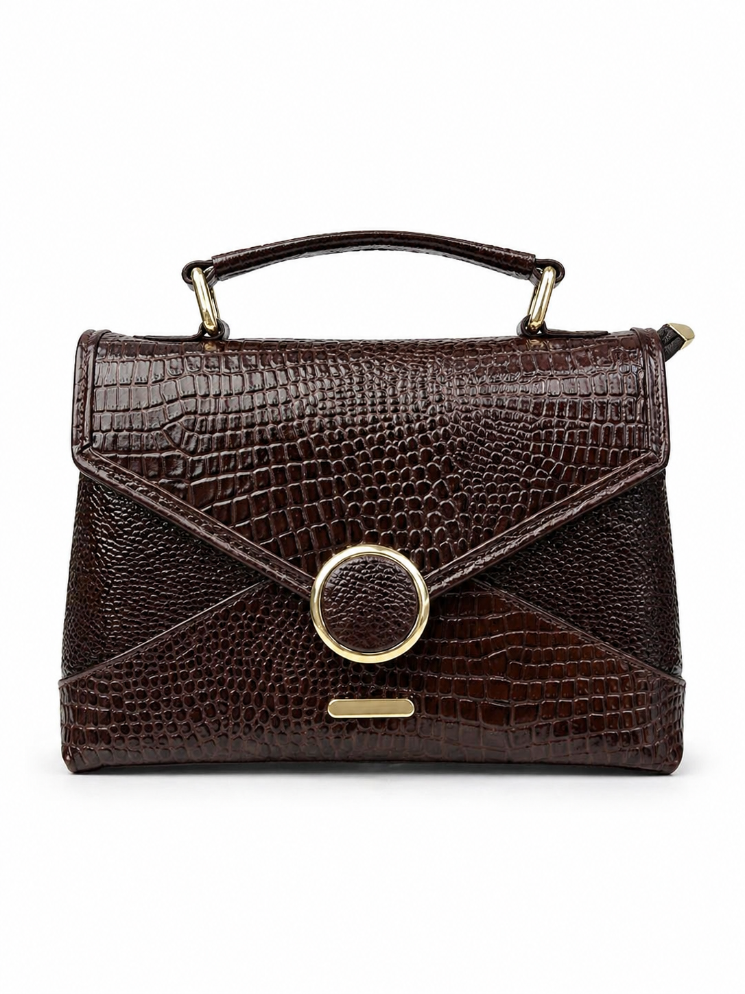 Croc Texture Leather Top Handle Bag – Elegant Sling Handbag for Women