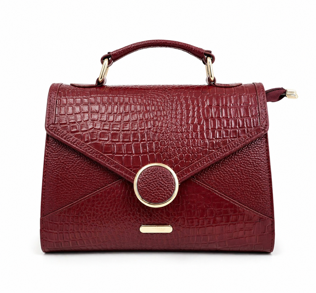 Croc Texture Leather Top Handle Bag – Elegant Sling Handbag for Women