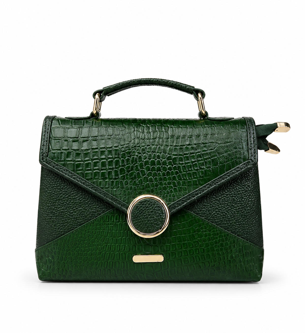 Croc Texture Leather Top Handle Bag – Elegant Sling Handbag for Women