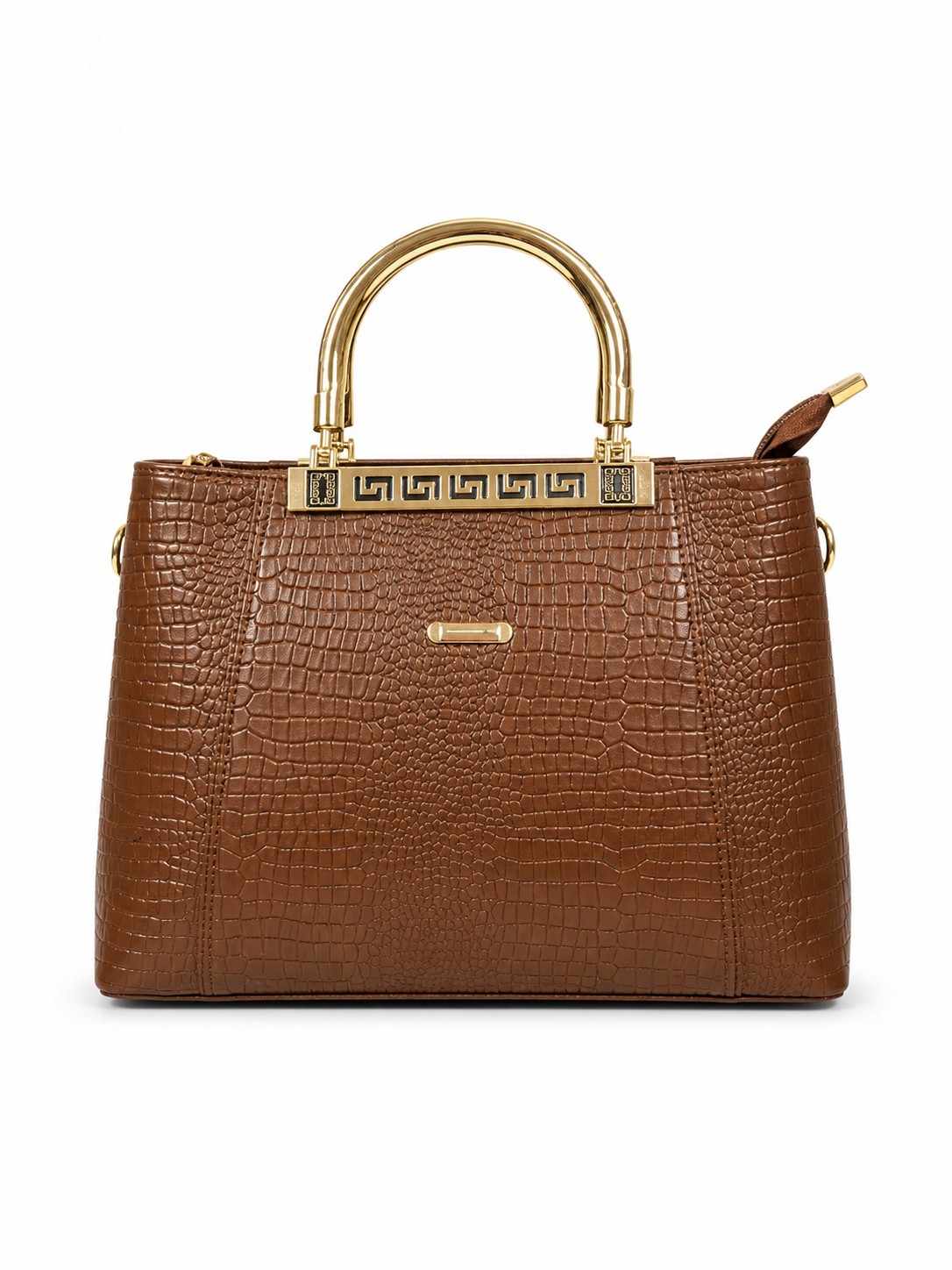 Premium Crocodile-Patterned Ladies' Handbag with Gold Accents