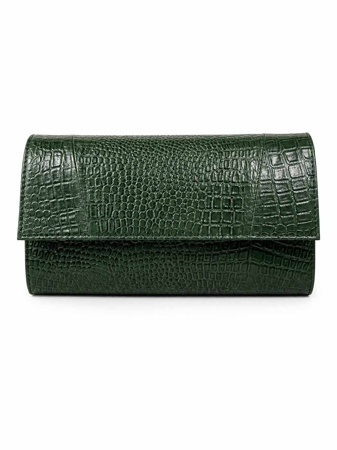 ALW CrocodileTextured Leather Clutch with Removable Strap