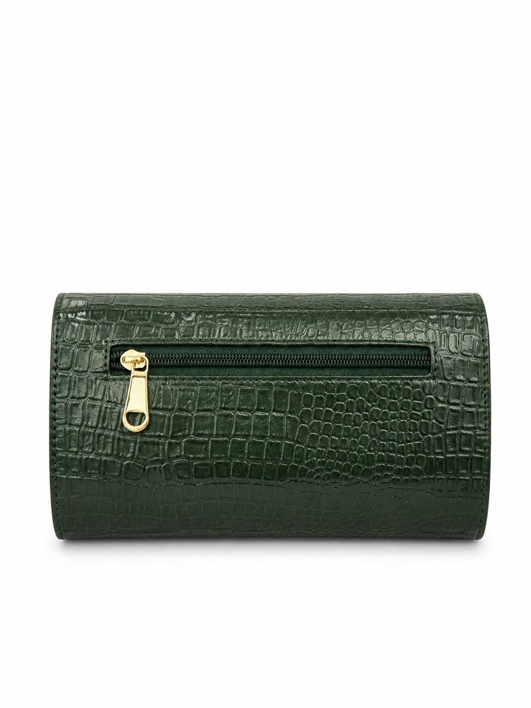 ALW CrocodileTextured Leather Clutch with Removable Strap