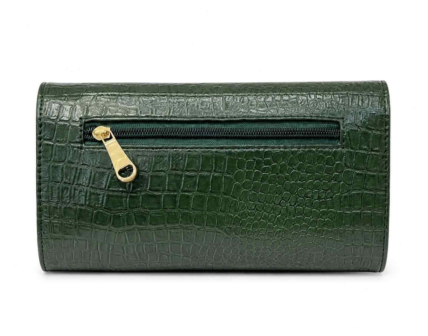 ALW CrocodileTextured Leather Clutch with Removable Strap