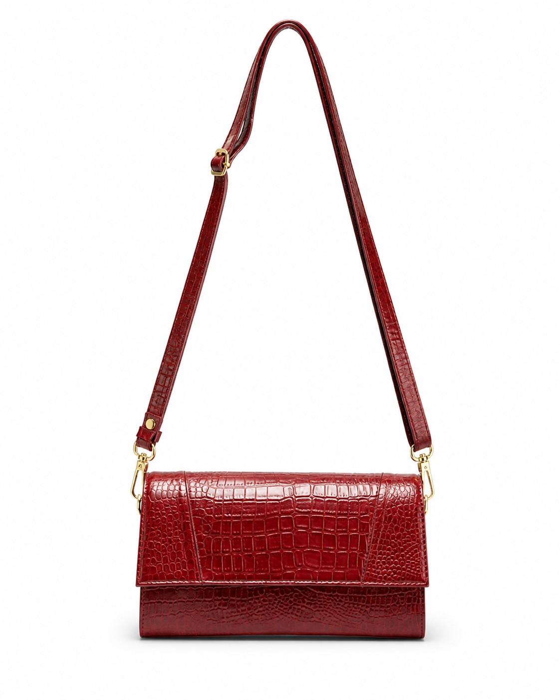 ALW CrocodileTextured Leather Clutch with Removable Strap