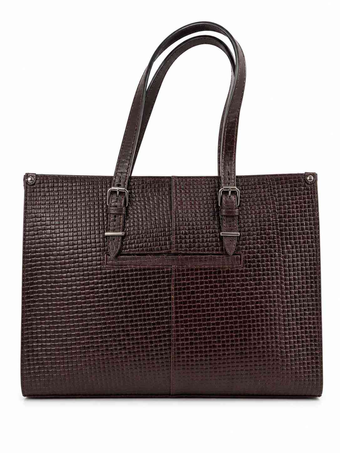 ALW Elegance Executive Leather Handbag - Textured Tote for Women