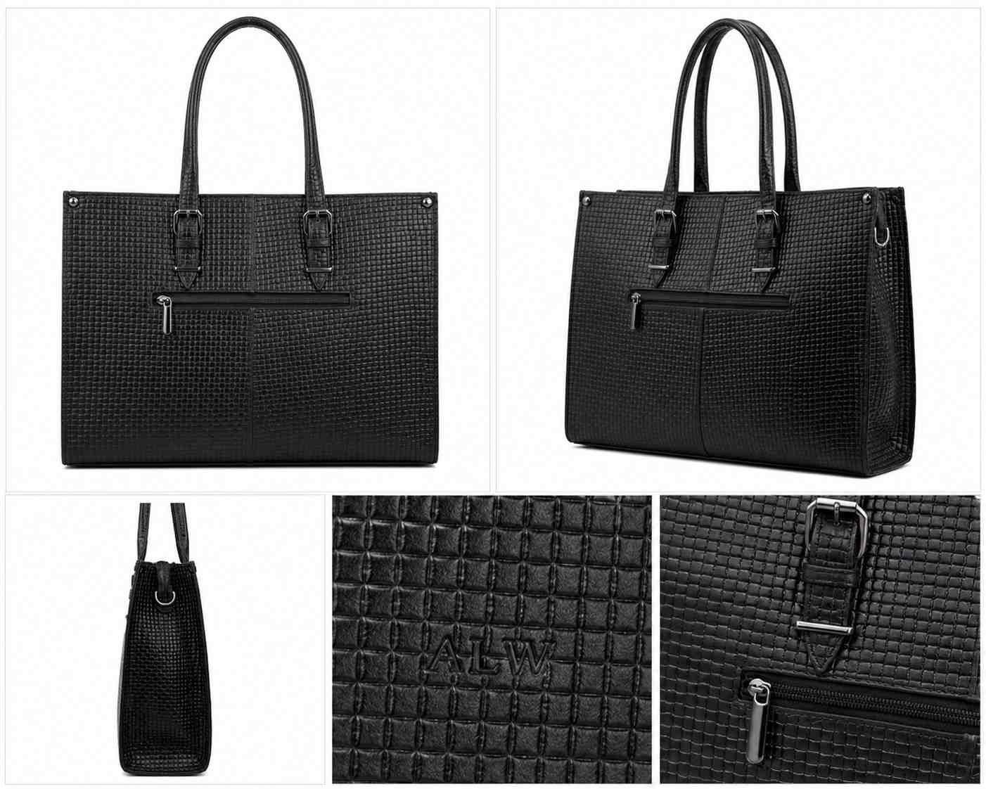 ALW Elegance Executive Leather Handbag - Textured Tote for Women