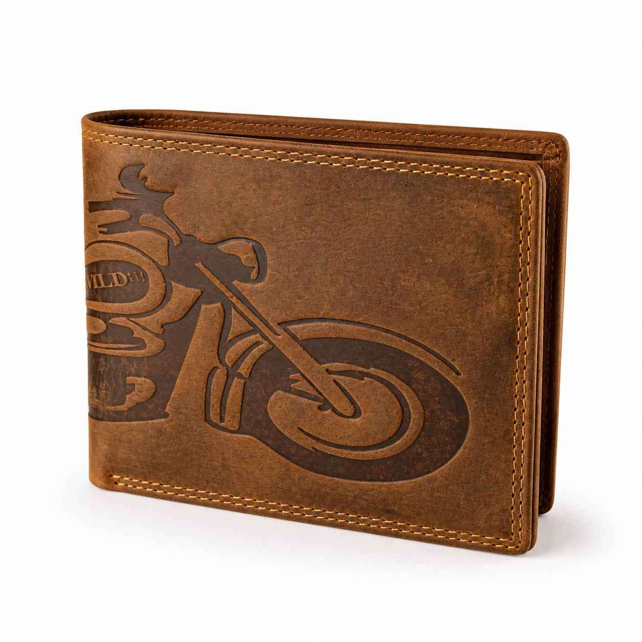 W.WILD Leather Wallet — Motorbiker Engraved | RFID Safe | Limited Edition