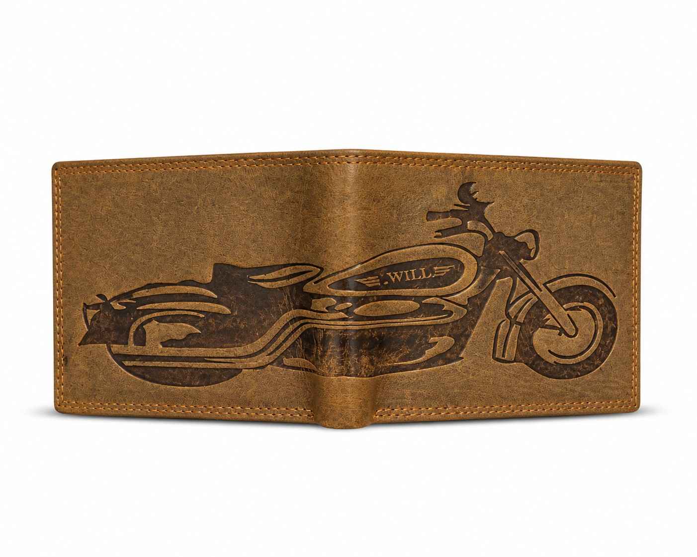 W.WILD Leather Wallet — Motorbiker Engraved | RFID Safe | Limited Edition