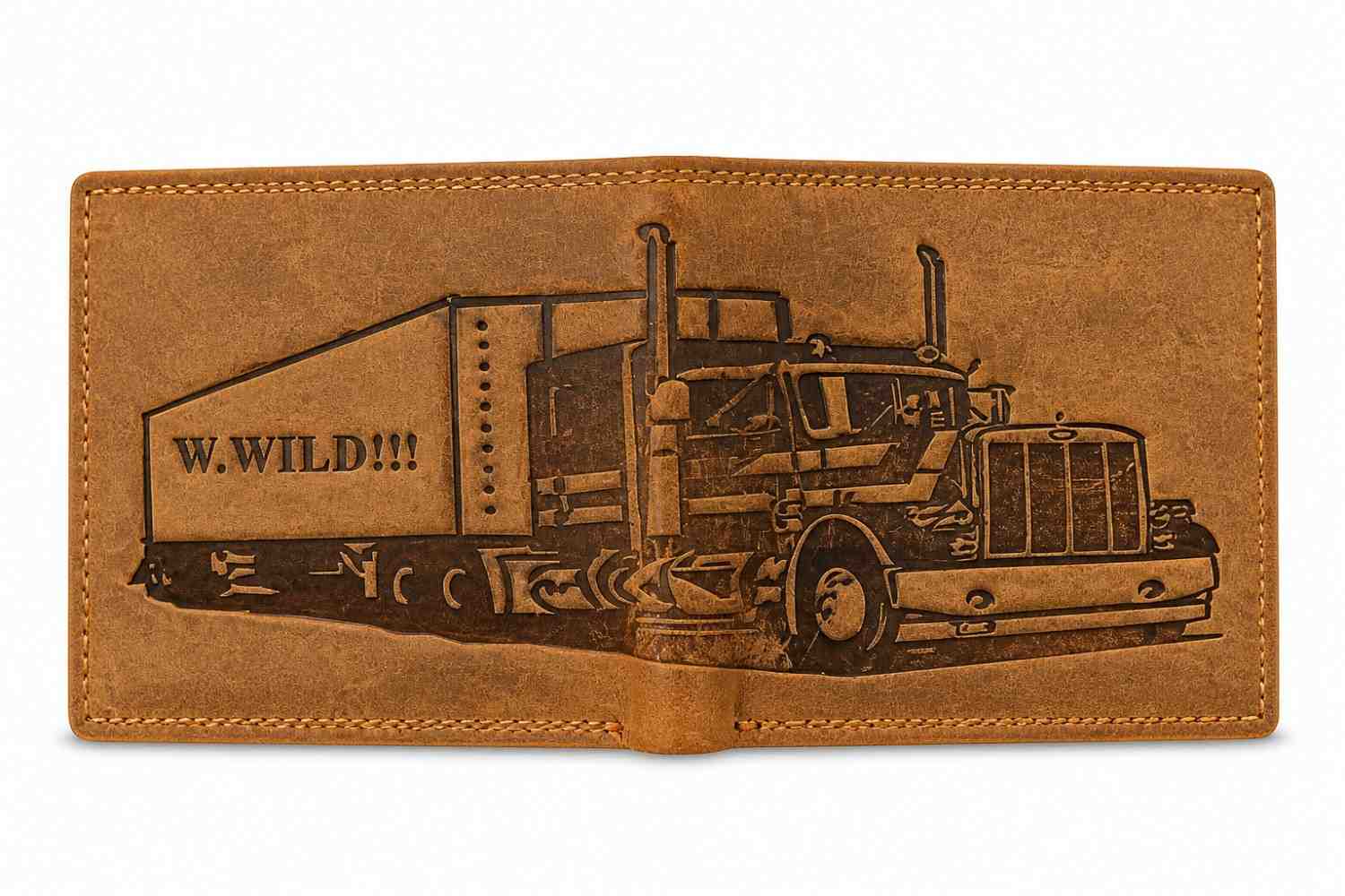 W.WILD Leather Wallet — Truck Engraved | RFID Safe | Limited Edition