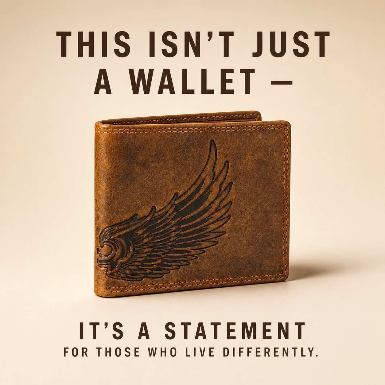 W.WILD Leather Wallet — Eagle Wings Engraved | RFID Safe | Limited Edition