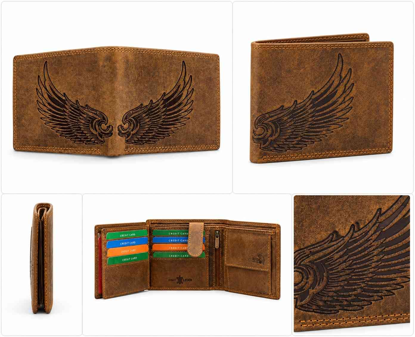 W.WILD Leather Wallet — Eagle Wings Engraved | RFID Safe | Limited Edition