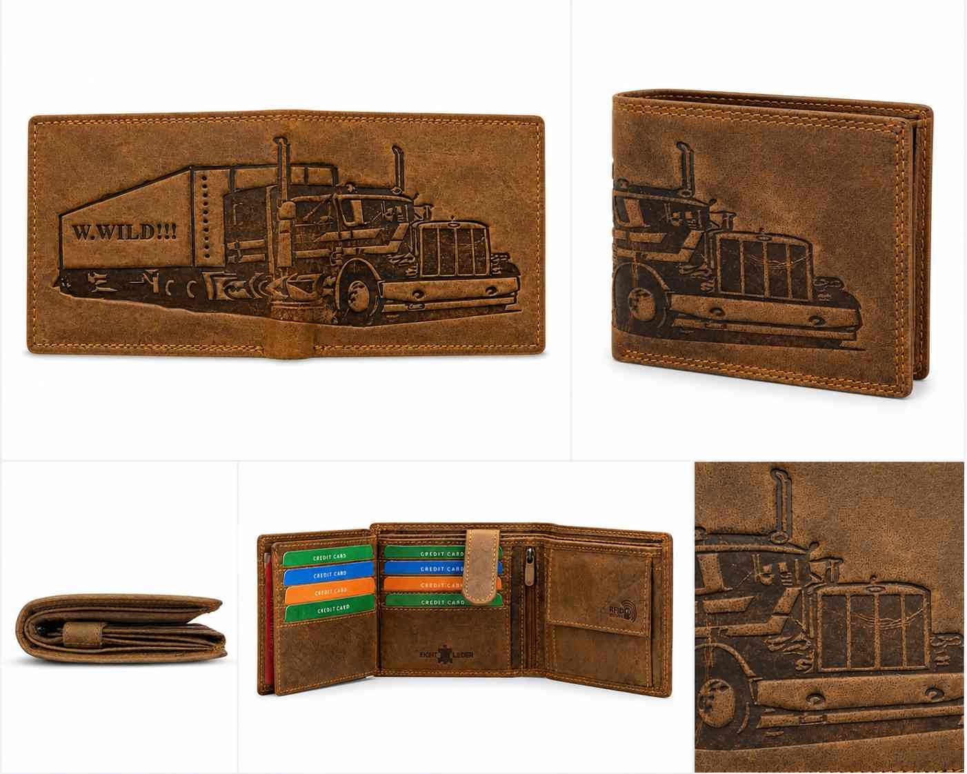 W.WILD Leather Wallet — Truck Engraved | RFID Safe | Limited Edition