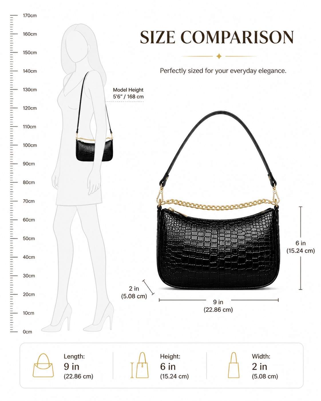 Trendy Ladies Leather Sling Croco with golden chain