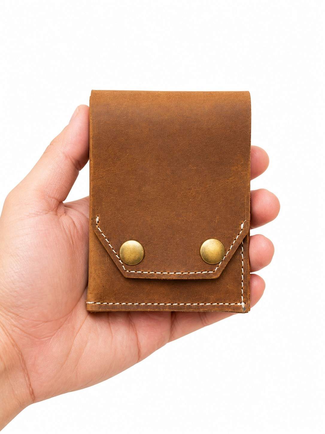 ALW Full-Grain Leather Snap Wallet - Compact & Secure