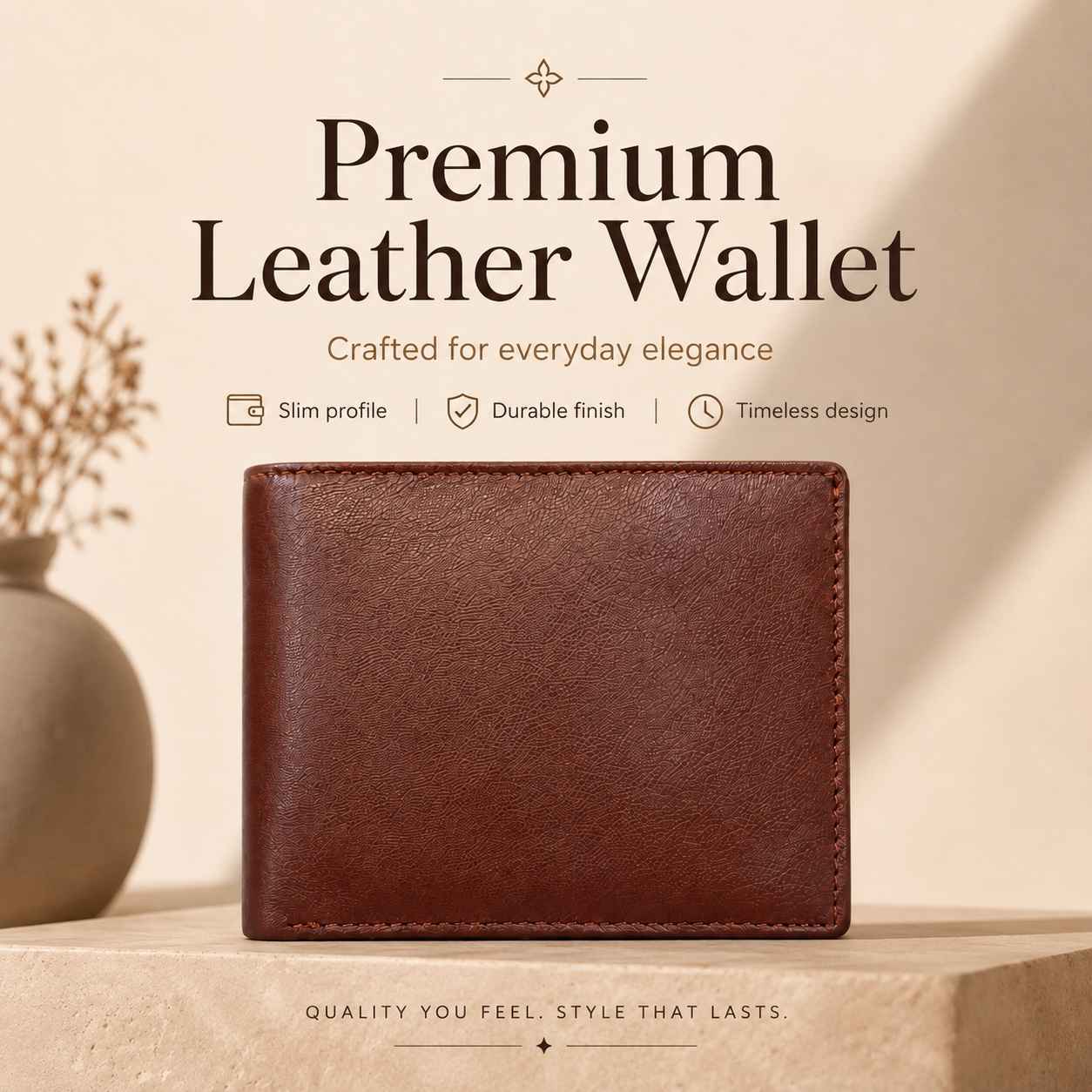 ALW Premium Genuine Leather Wallet for Men – Slim Bifold with Card Slots, Coin & Zipper Pocket