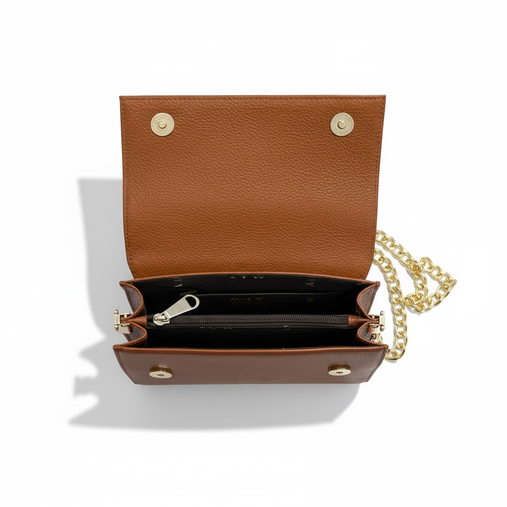 ALW Croc-Embossed Leather Clutch Bag — 3-in-1 Wristlet, Crossbody & Clutch with Gold Chain