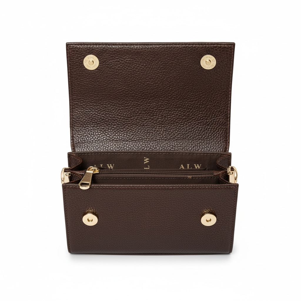 ALW Croc-Embossed Leather Clutch Bag — 3-in-1 Wristlet, Crossbody & Clutch with Gold Chain