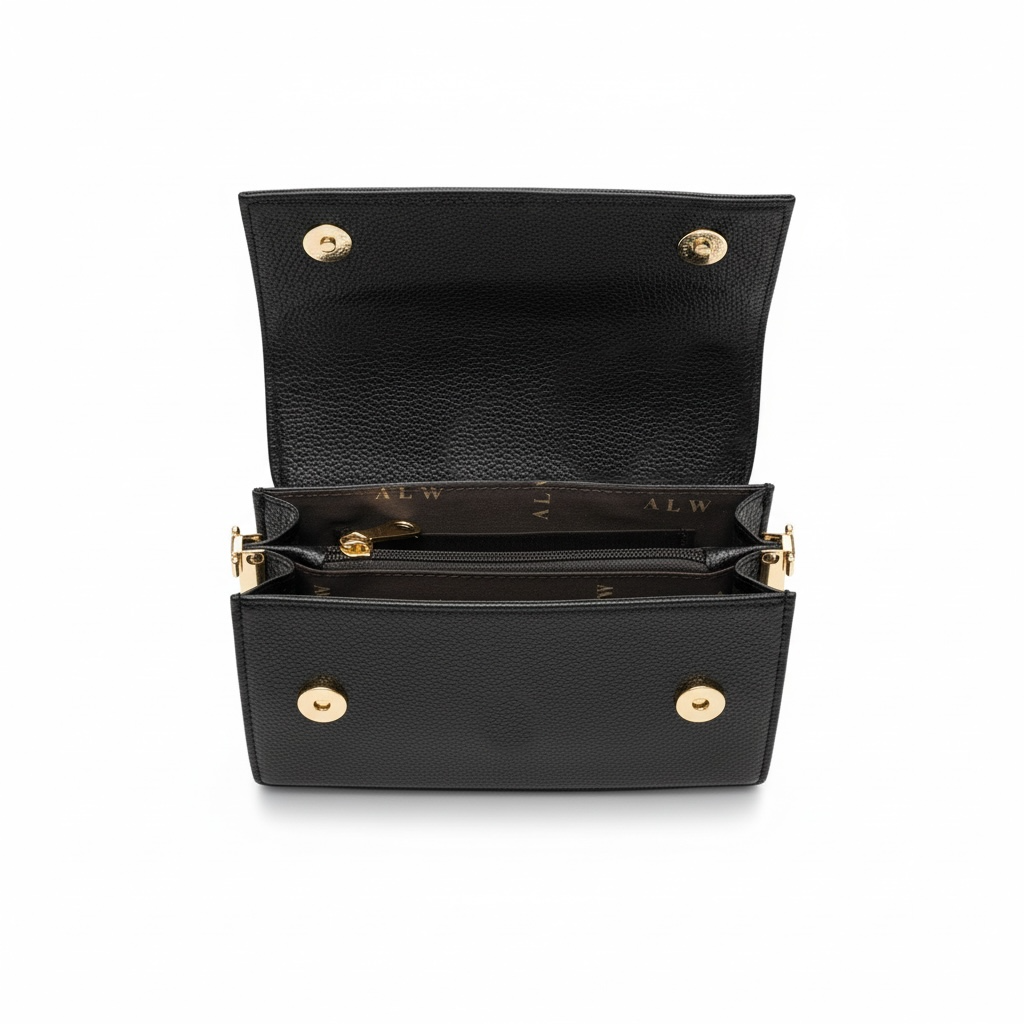 ALW Croc-Embossed Leather Clutch Bag — 3-in-1 Wristlet, Crossbody & Clutch with Gold Chain