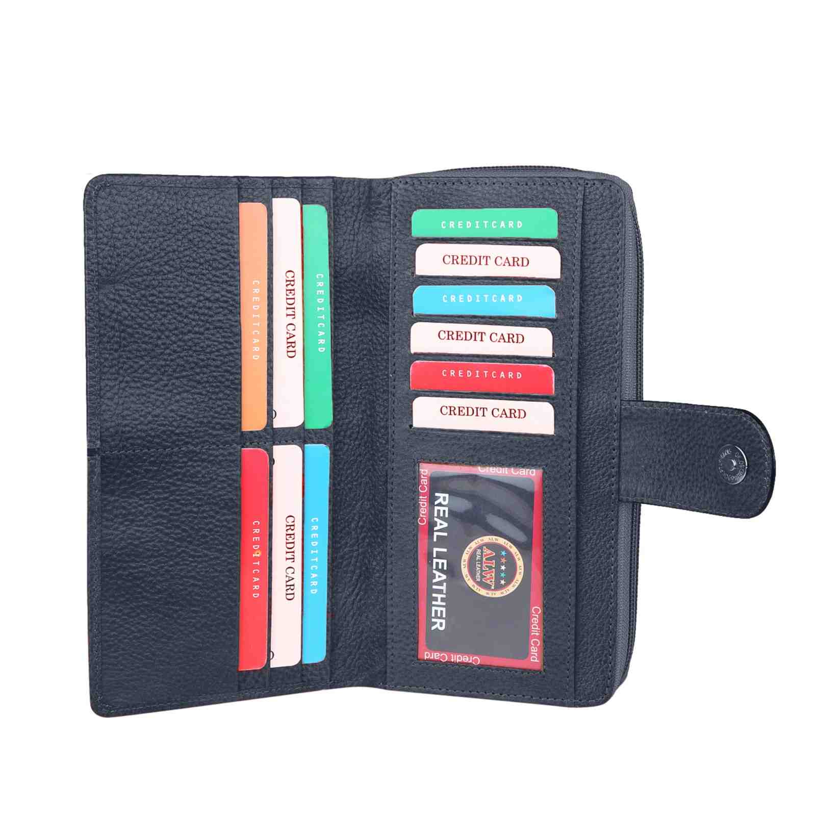 Ladis Leather Clutch, Long Wallet | Card Organiser