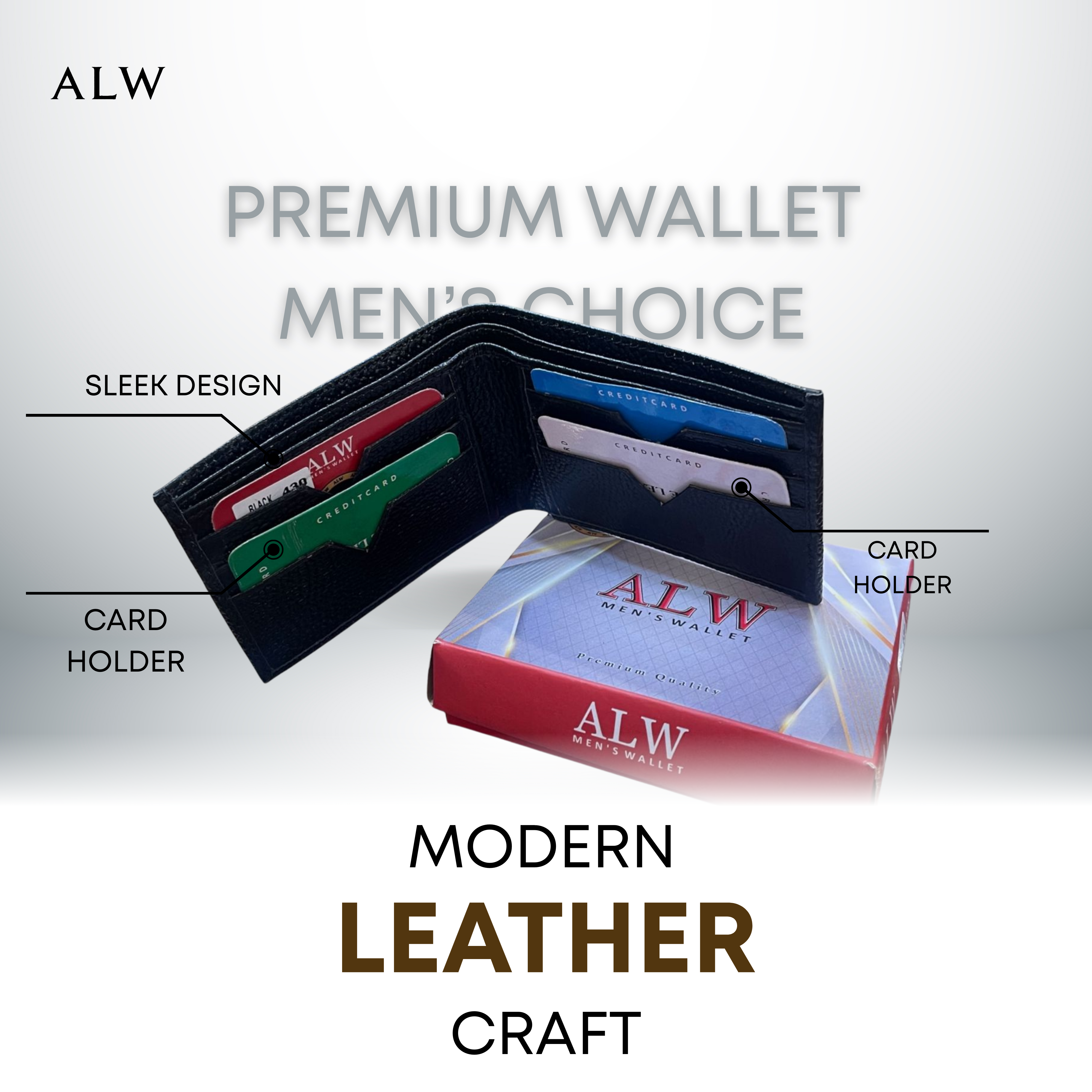 Men’s Genuine Leather Wallet – Slim Bifold with Multiple Card Slots