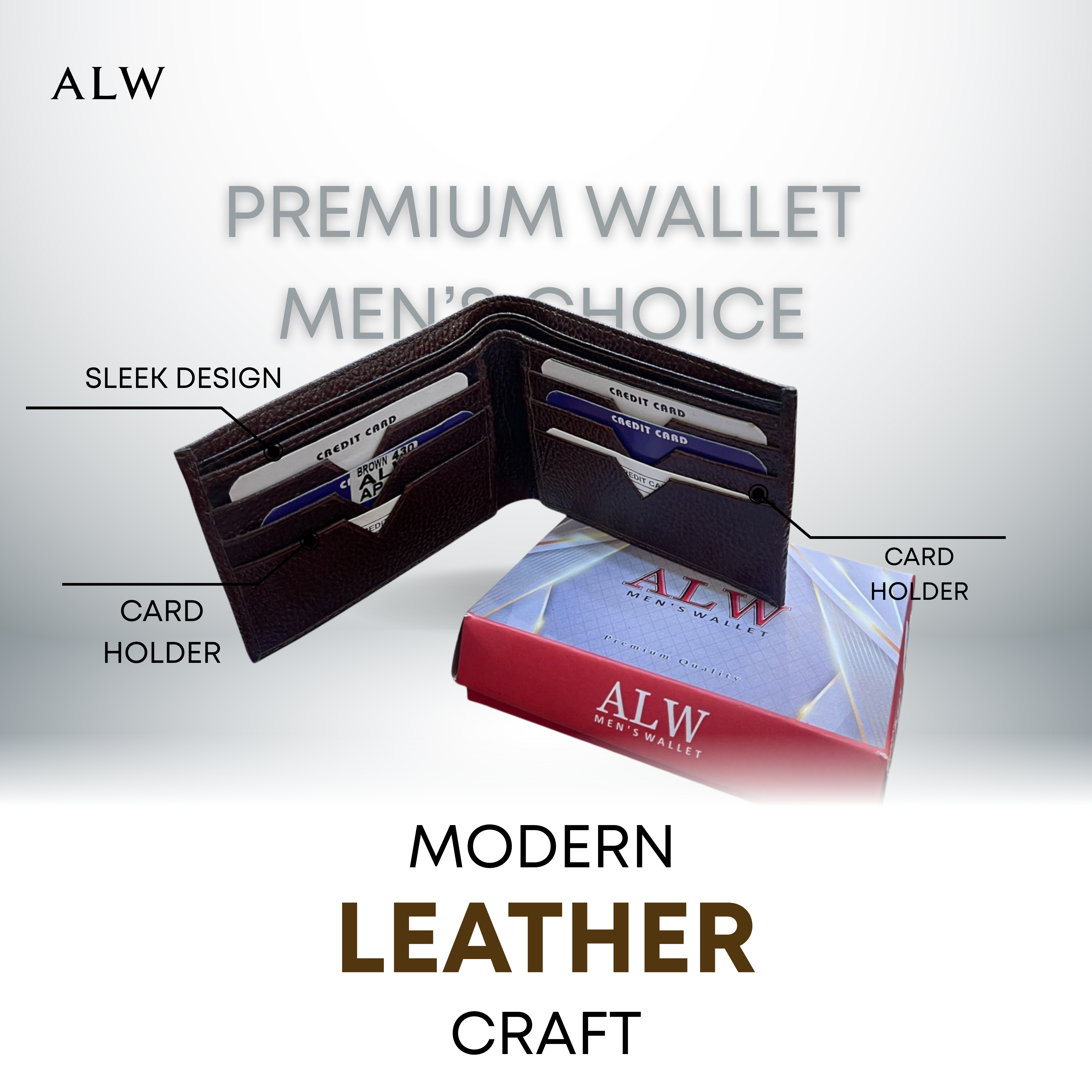 Men’s Genuine Leather Wallet – Slim Bifold with Multiple Card Slots