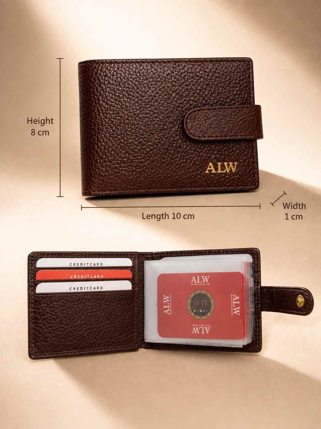 ALW Premium Textured Leather Wallet with Snap Closure & Multi-Card Organizer