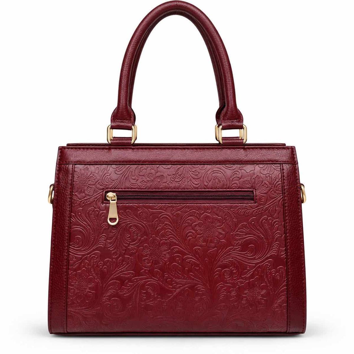 Luxury Textured Leather Handbag with Tassel & Gold Hardware