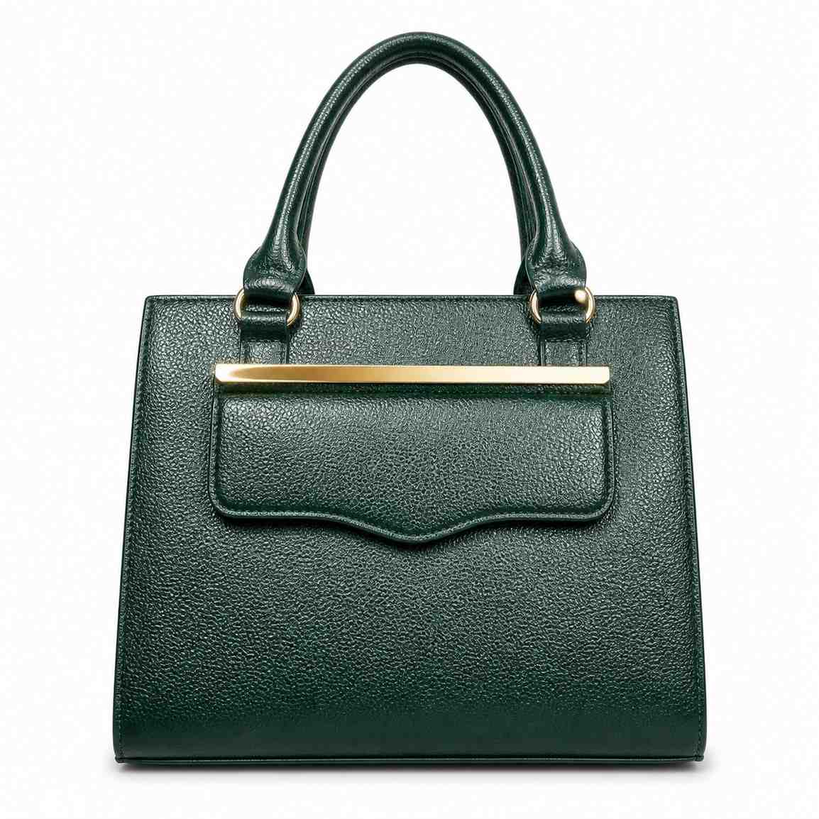 Classic Black Leather Handbag with Front Pocket – Timeless Design