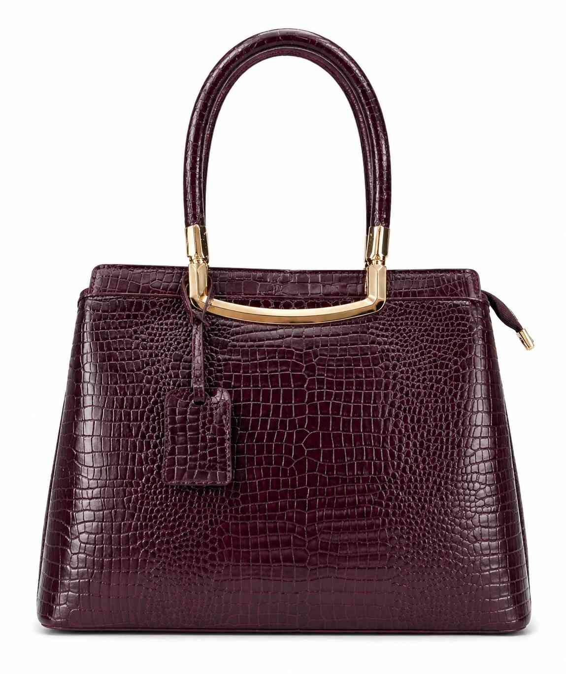Croc Texture Leather Handbag – Luxury Top Handle Tote