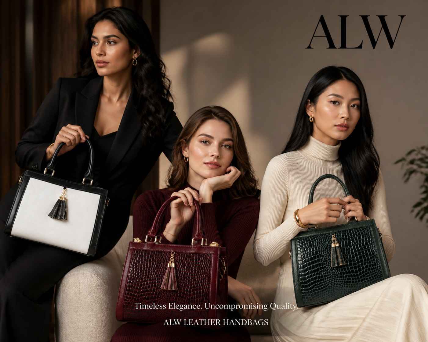 Luxury Textured Leather Handbag with Tassel & Gold Hardware