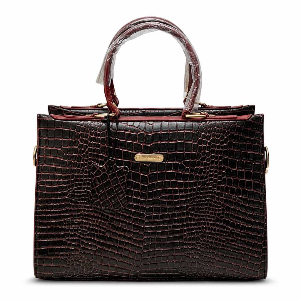 Trendy Leather Handbag With Leather Handle