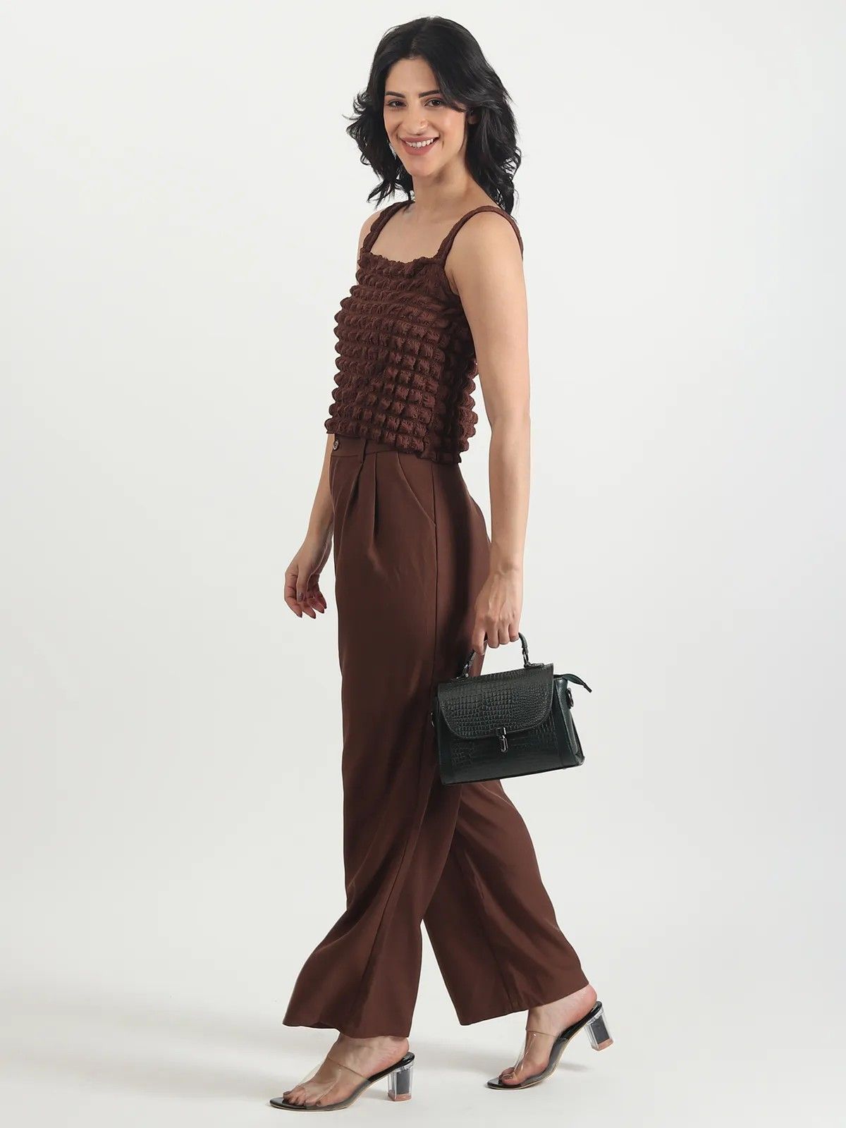 ALW Leather Croco Texture Handbag for Women | Premium Leather Top Handle Sling Bag