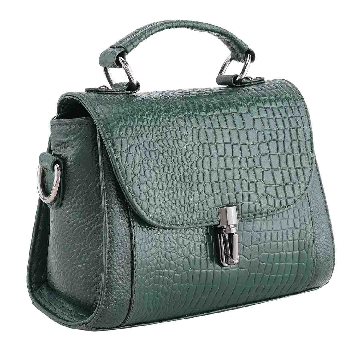 ALW Leather Croco Texture Handbag for Women | Premium Leather Top Handle Sling Bag