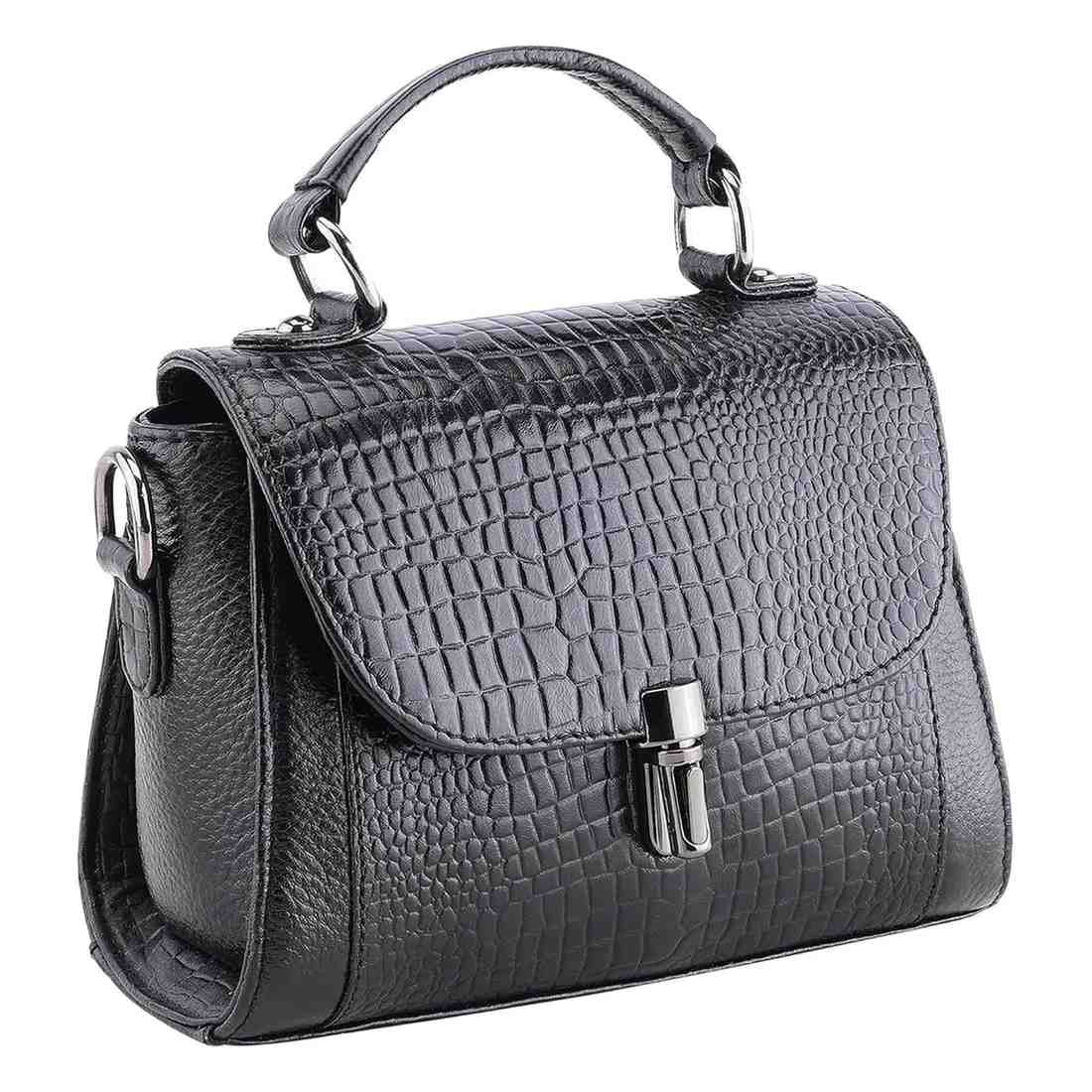 ALW Leather Croco Texture Handbag for Women | Premium Leather Top Handle Sling Bag