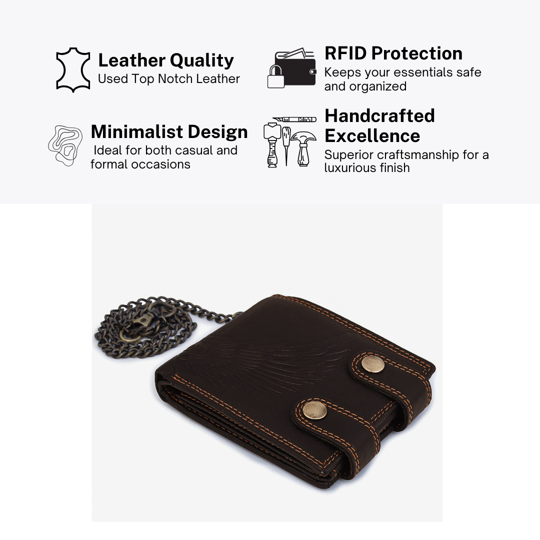 Midnight Wings Leather Biker Chain Wallet