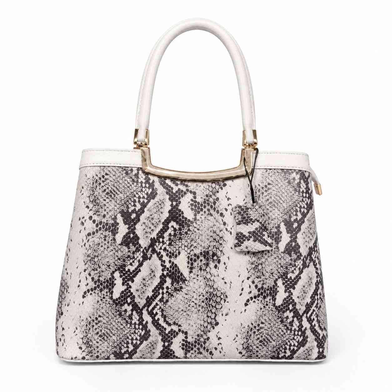 Croc Texture Leather Handbag – Luxury Top Handle Tote