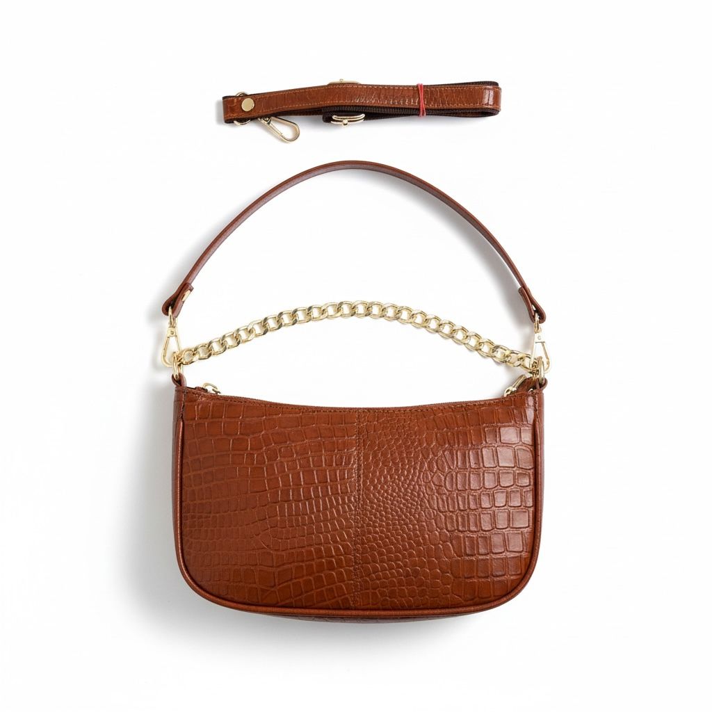 Trendy Ladies Leather Sling Croco with golden chain