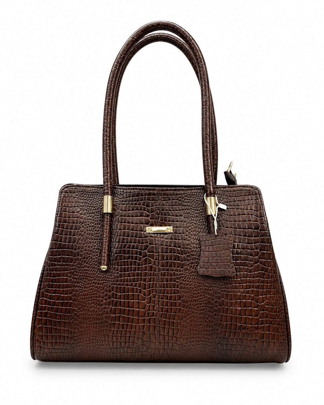 Elegant Crocodile-Textured Leather Handbag