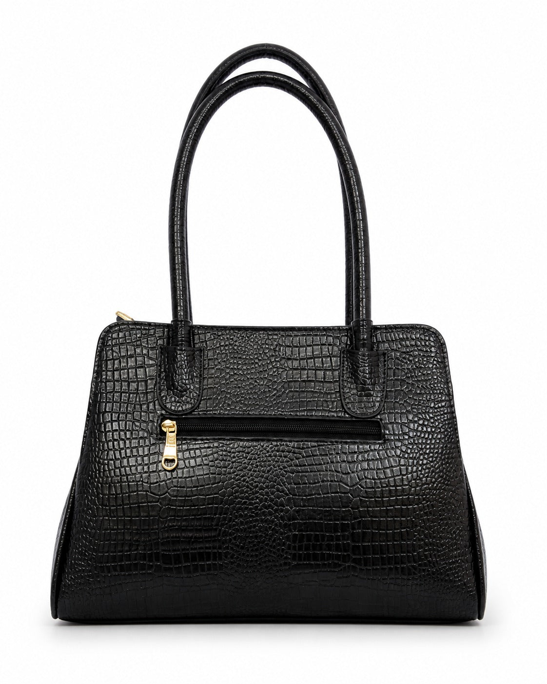 Elegant Crocodile-Textured Leather Handbag