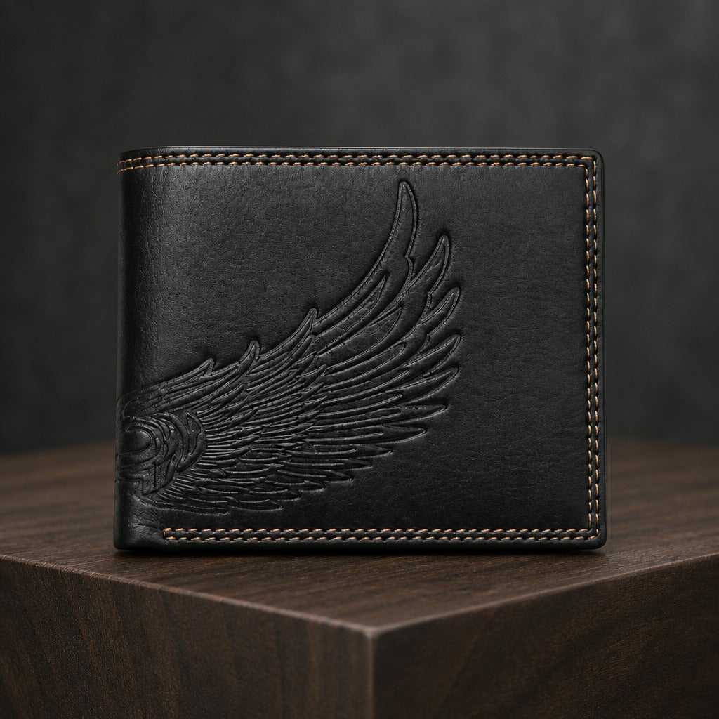 Premium Genuine Leather RFID-Protected Bifold Wallet with Double Stitching