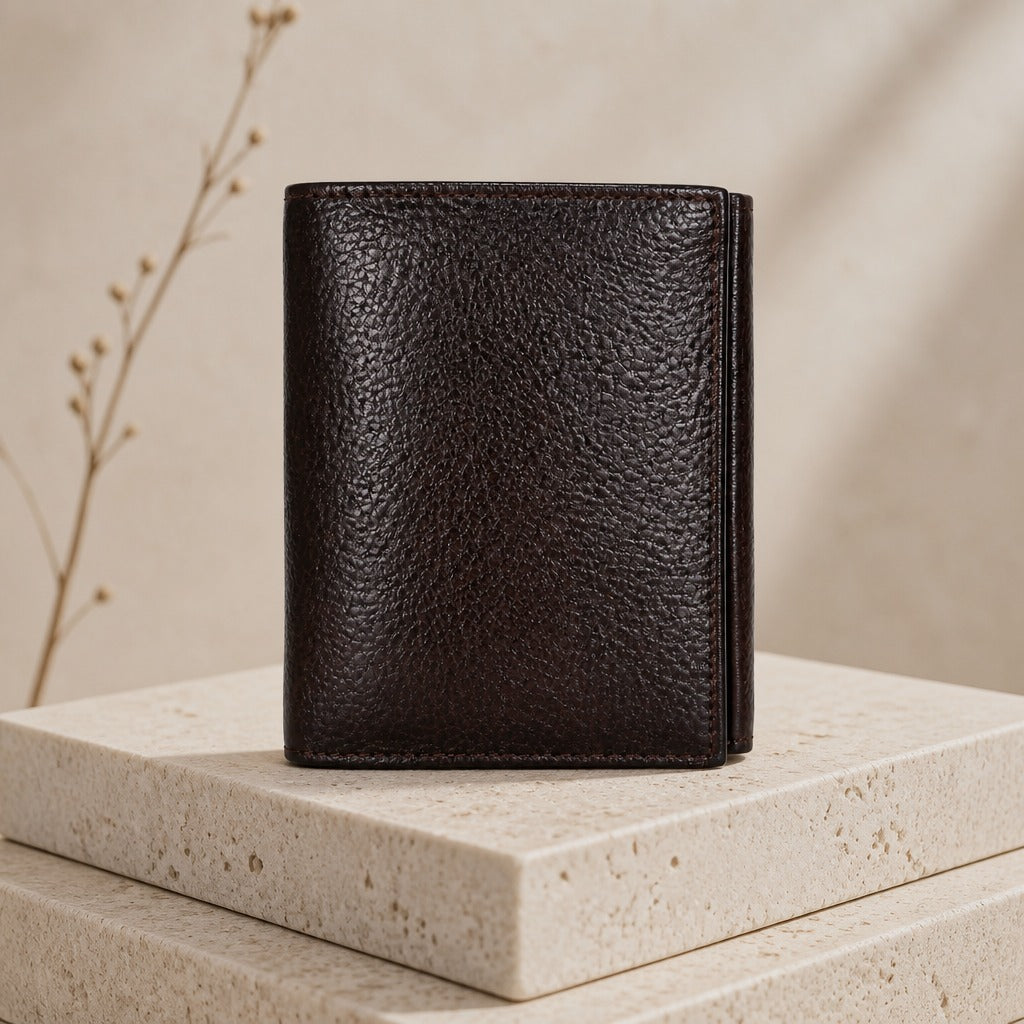 ALW Genuine Leather Trifold Wallet | Men's Compact Bifold with Multiple Card Slots