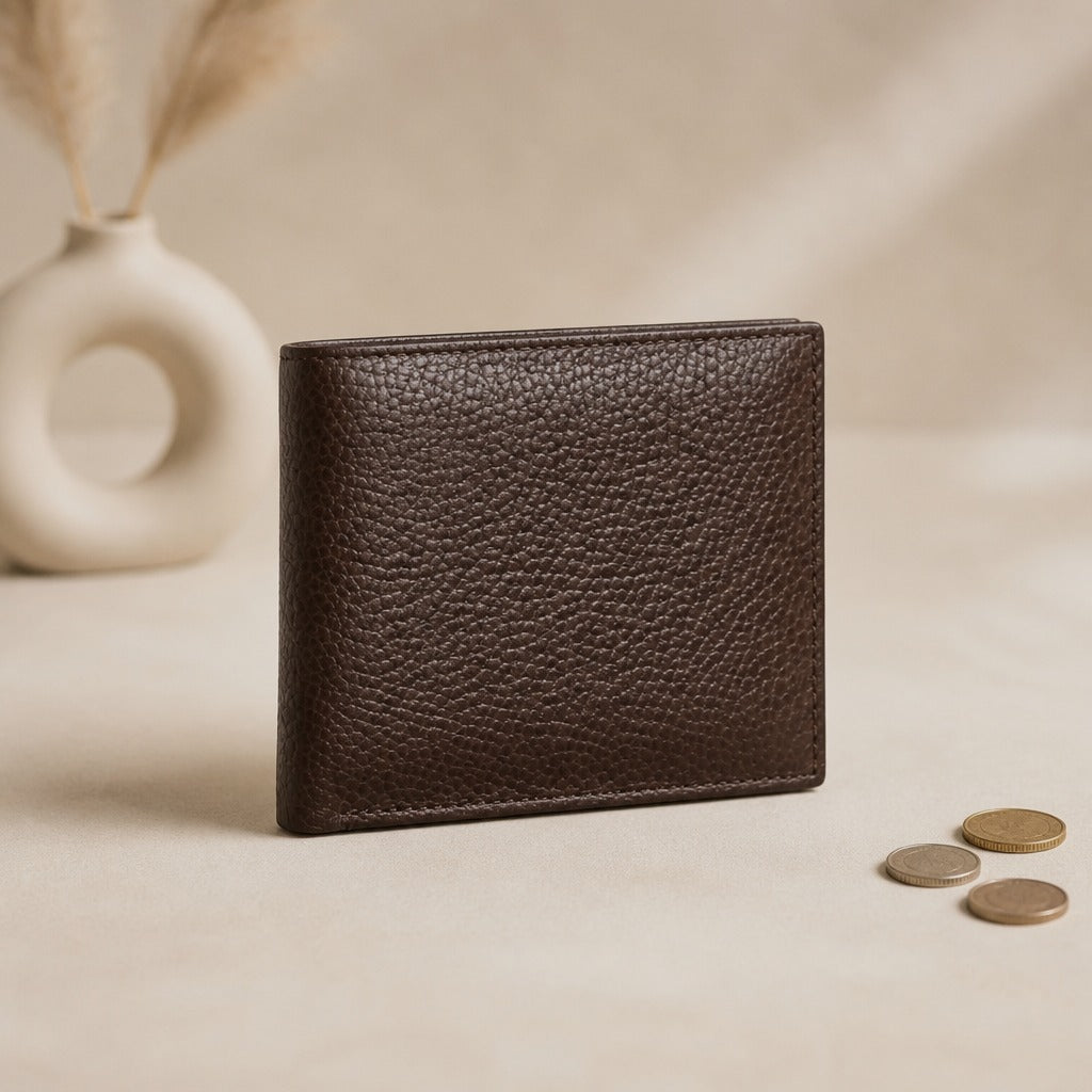 Men’s Genuine Leather Wallet – Slim Bifold with Coin Pocket & Card Slots