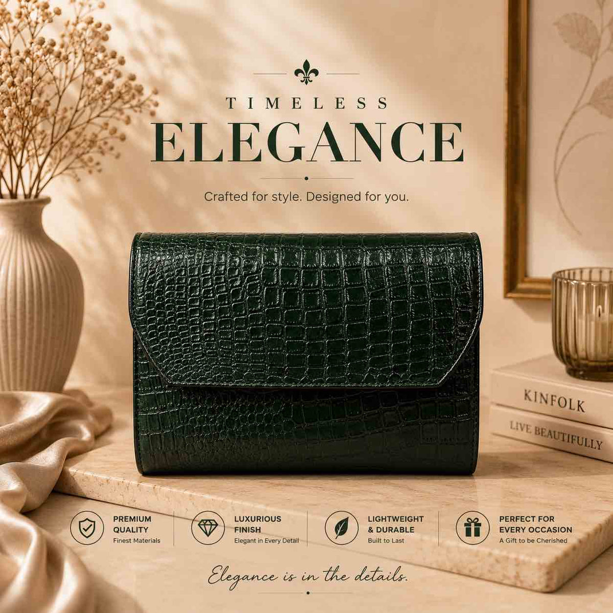 Luxe Croc-Embossed Leather Sling Bag