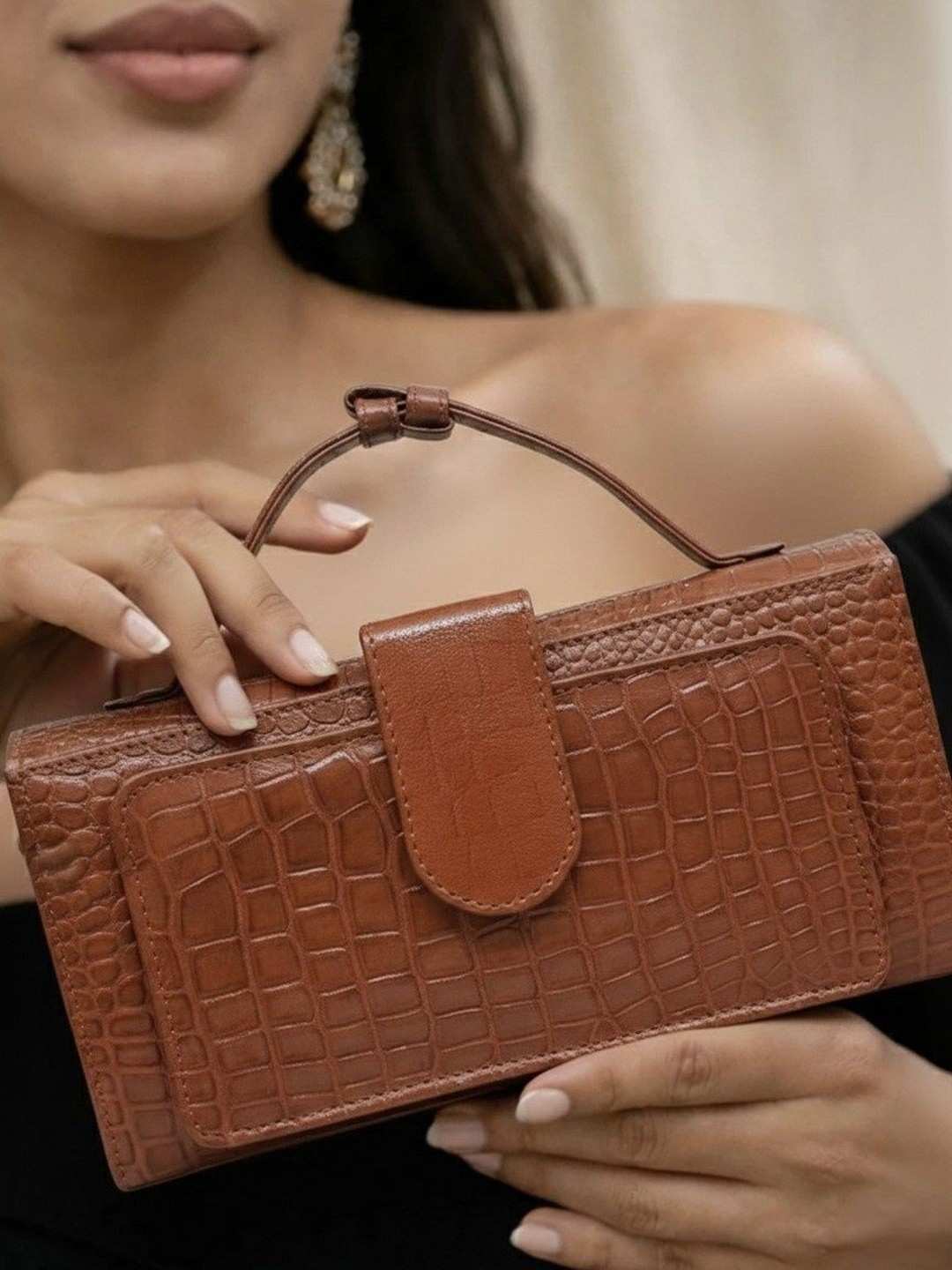 Premium Croc Pattern Leather Clutch for Women