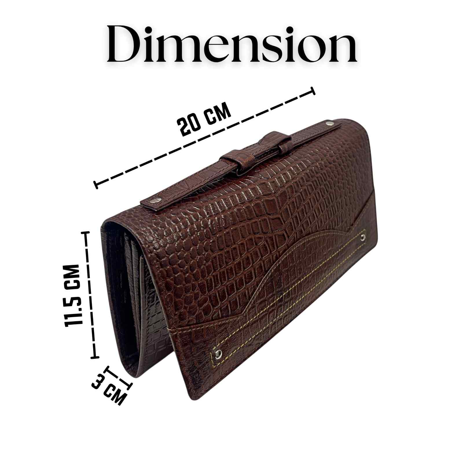 ALW Croco-Embossed Genuine Leather Clutch Wallet — Women's Long Purse with Adjustable Strap