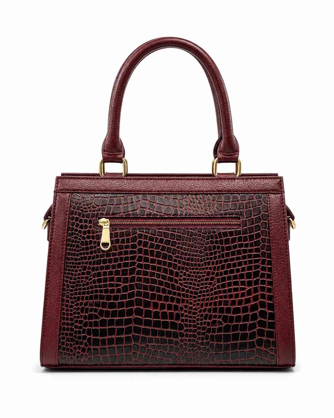 Luxury Textured Leather Handbag with Tassel & Gold Hardware